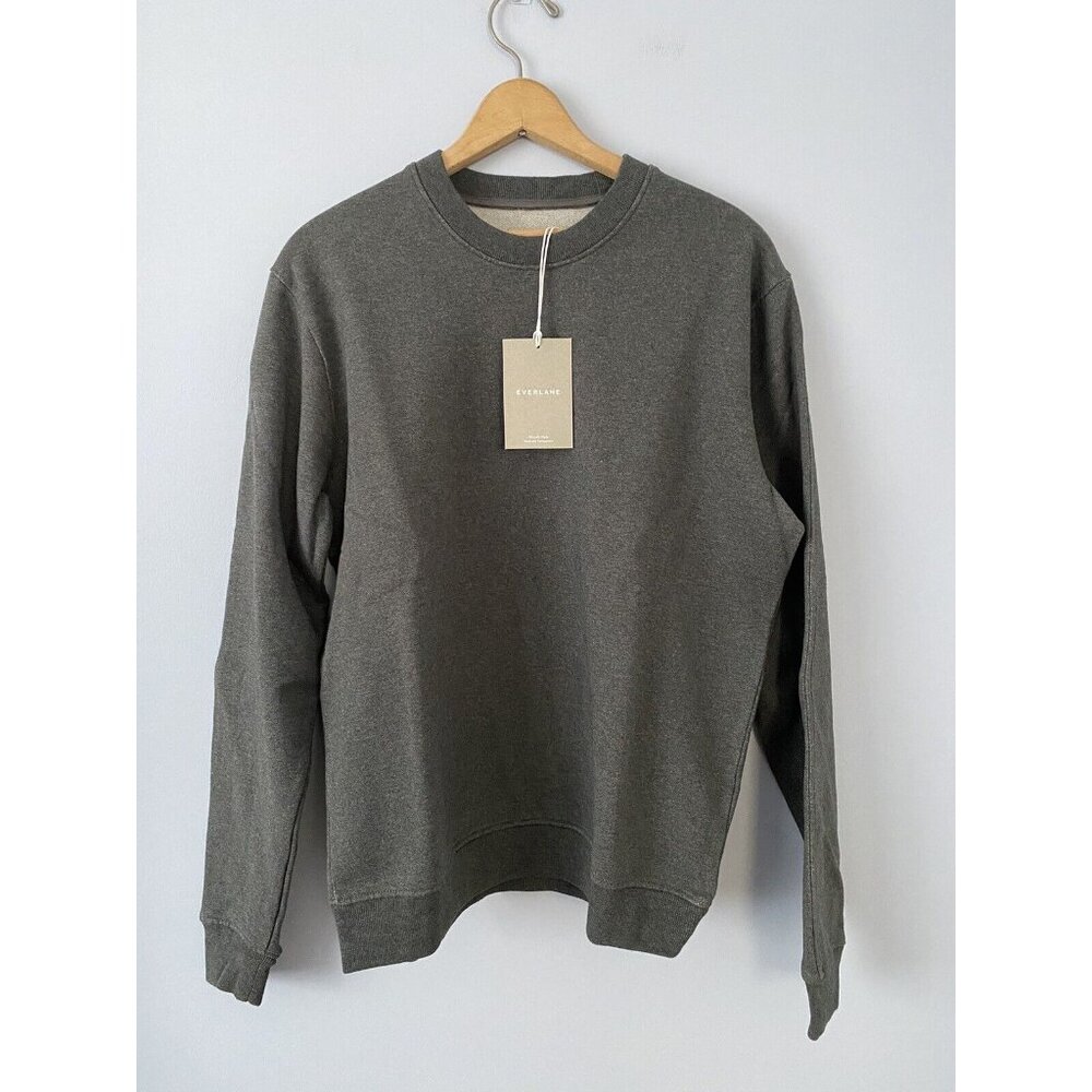 NWT Everlane The Track Crewneck Sweatshirt Men's Medium Organic Cotton Dark Gray